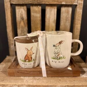 Rae Dunn Easter Sugar/Cream on wooden holder.US release 2021